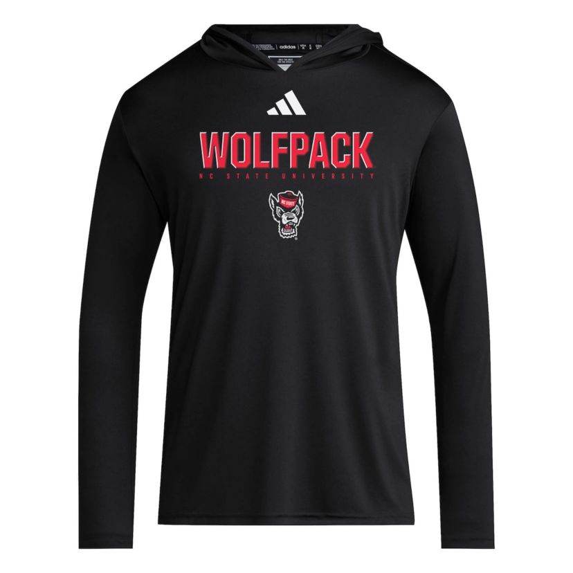 NCAA NC State Wolfpack 2025 AEROREADY Sideline Training Long Sleeve Hooded T-Shirt