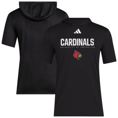 adidas Men's NCAA Louisville Cardinals 2025 AREOREADY Sideline Training Hooded T-Shirt, Black, Large