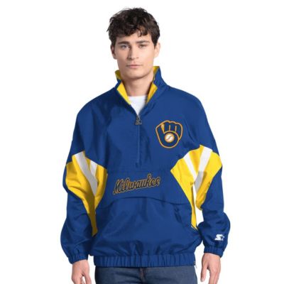 Starter Men's MLB Milwaukee Brewers Cooperstown Chief Half-Zip Pullover