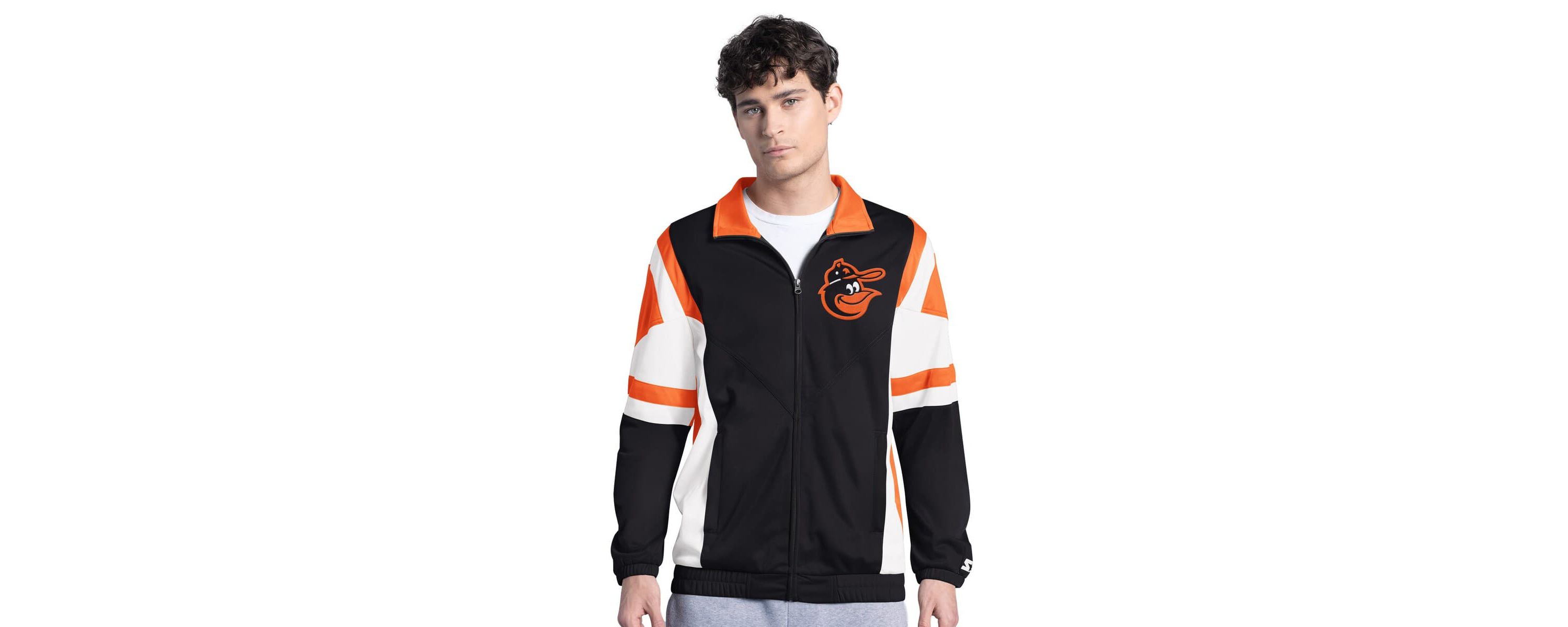 MLB Black/Orange Baltimore Orioles Contender Tricot Full-Zip Track Jacket
