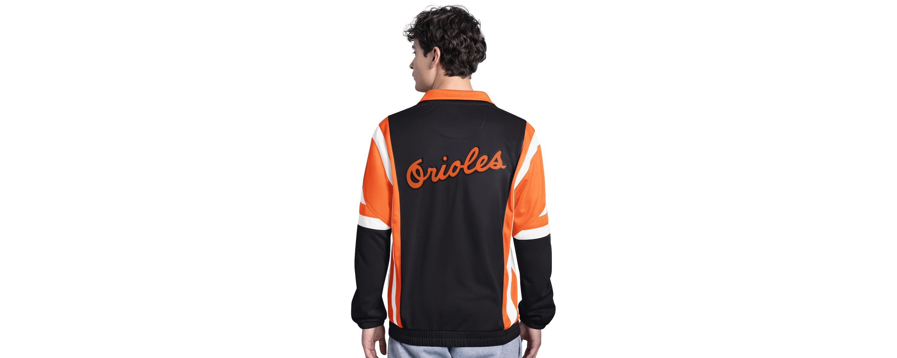 MLB Black/Orange Baltimore Orioles Contender Tricot Full-Zip Track Jacket