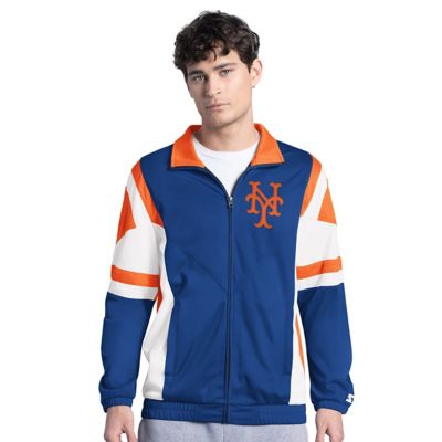 Starter Men's MLB Royal/Orange New York Mets Contender Tricot Full-Zip Track Jacket