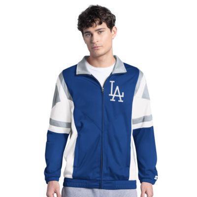 Starter Men's MLB Royal/Gray Los Angeles Dodgers Contender Tricot Full-Zip Track Jacket