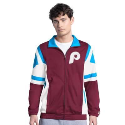 Starter Men's MLB Burgundy/Light Philadelphia Phillies Contender Tricot Full-Zip Track Jacket