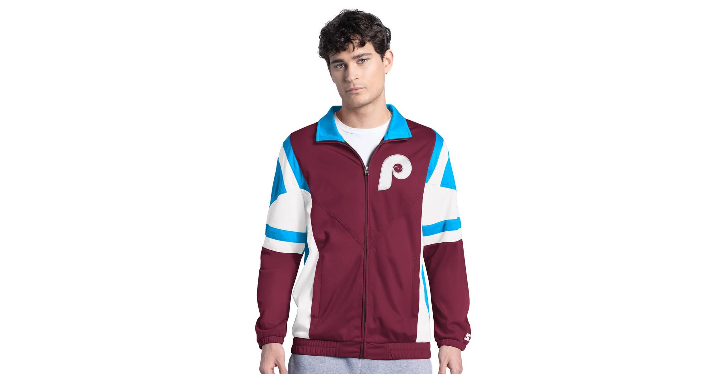 MLB Burgundy/Light Philadelphia Phillies Contender Tricot Full-Zip Track Jacket