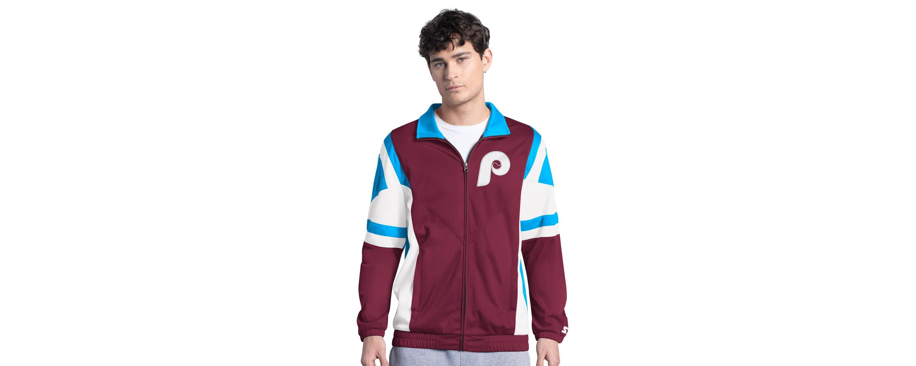 MLB Burgundy/Light Philadelphia Phillies Contender Tricot Full-Zip Track Jacket
