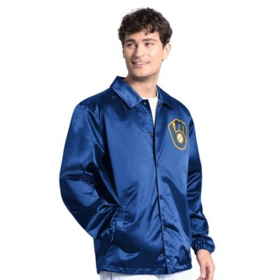 Starter Men's MLB Milwaukee Brewers Cooperstown Collection Point Man Full-Snap Coaches Jacket