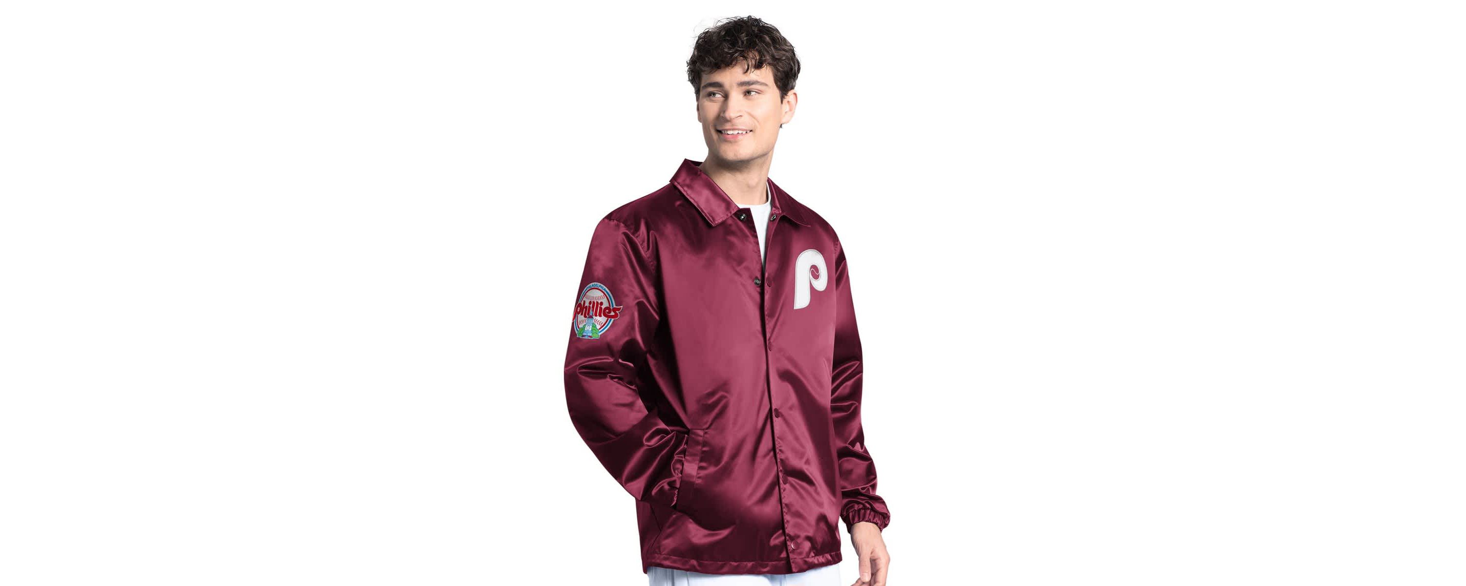 MLB Philadelphia Phillies Cooperstown Collection Point Man Full-Snap Coaches Jacket