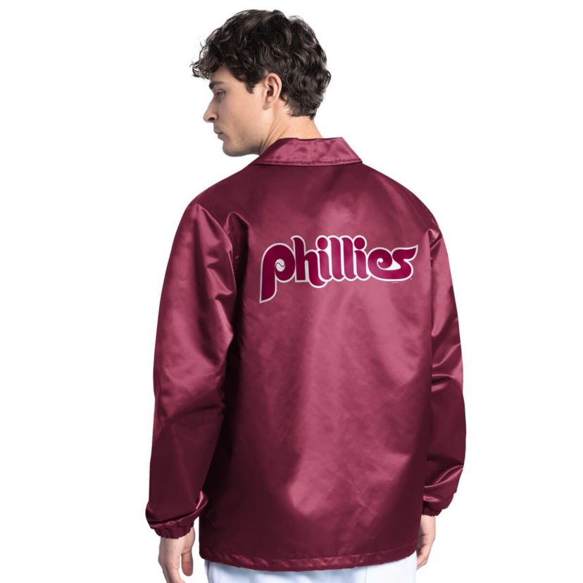 MLB Philadelphia Phillies Cooperstown Collection Point Man Full-Snap Coaches Jacket