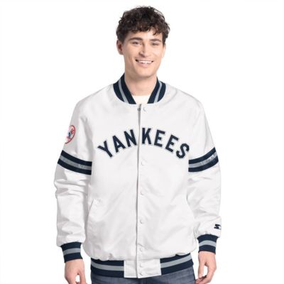 Starter Men's MLB New York Yankees Cooperstown Scout Full-Snap Varsity Jacket, White, Small