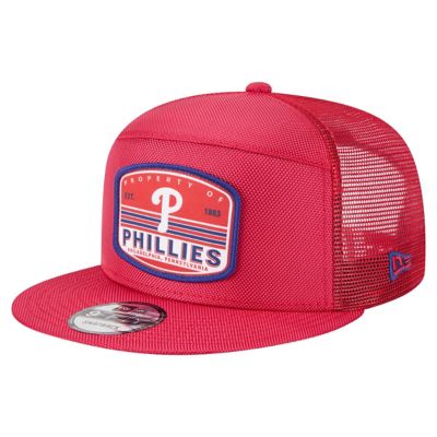 New Era Men's MLB Philadelphia Phillies Split Panel 9FIFTY Trucker Snapback Hat
