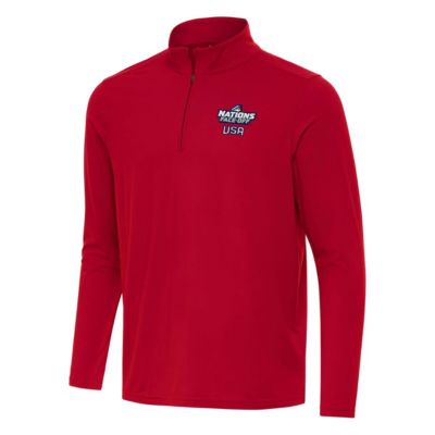 Antigua Men's NHL 4 Nations Face-Off USA Hockey 2025 4 Nations Face Off Intent Quarter-Zip Top, Red, Small