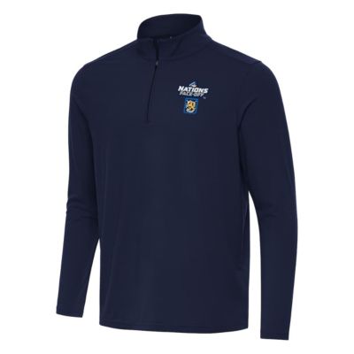 Antigua Men's NHL 4 Nations Face-Off Finland Hockey 2025 4 Nations Face Off Intent Quarter-Zip Top, Navy Blue, Small