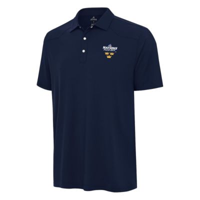 Antigua Men's NHL 4 Nations Face-Off Sweden Hockey 2025 4 Nations Face Off Western Polo, Navy Blue, Small