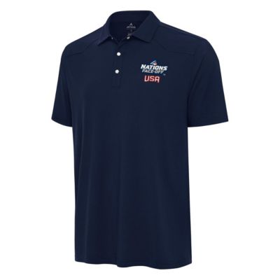 Antigua Men's NHL 4 Nations Face-Off USA Hockey 2025 4 Nations Face Off Western Polo, Navy Blue, Small