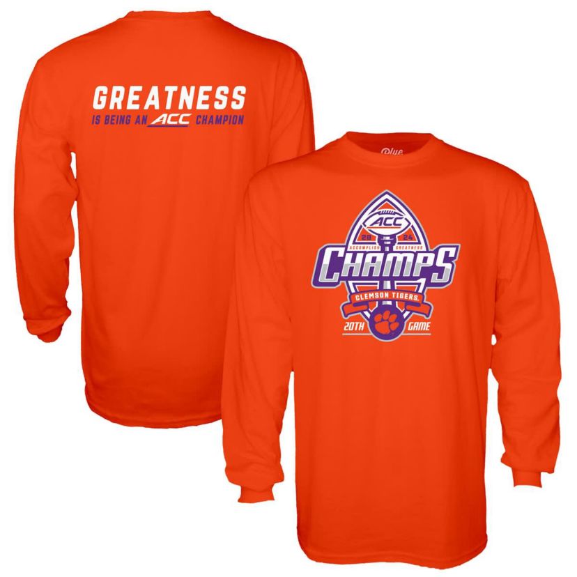 NCAA Clemson Tigers 2024 ACC Football Conference s Locker Room Long Sleeve T-Shirt