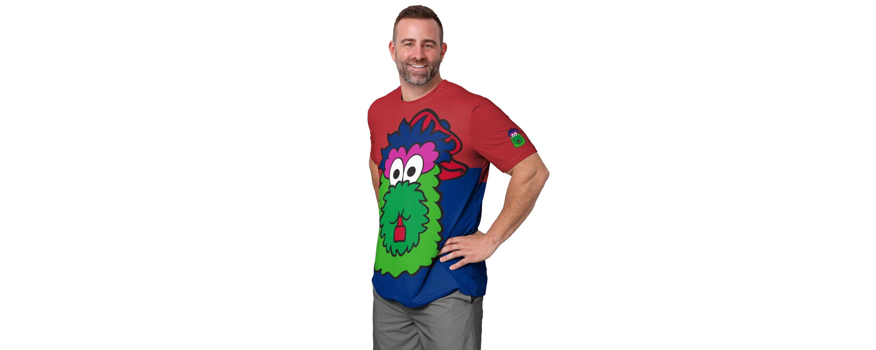 MLB Red/Royal Philadelphia Phillies Big Logo Mascot T-Shirt