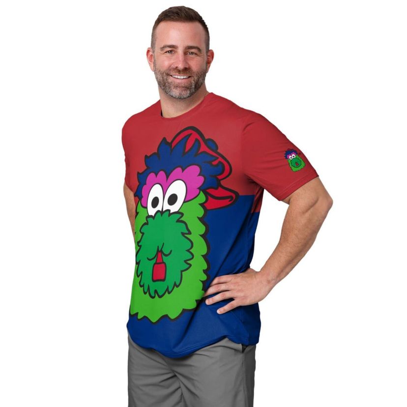 MLB Red/Royal Philadelphia Phillies Big Logo Mascot T-Shirt