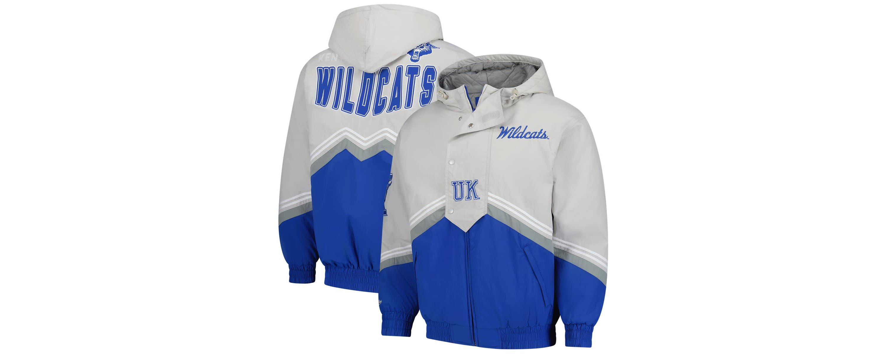 NCAA Gray/Royal Kentucky Wildcats Throw It Back Retro Full-Zip Windbreaker Jacket