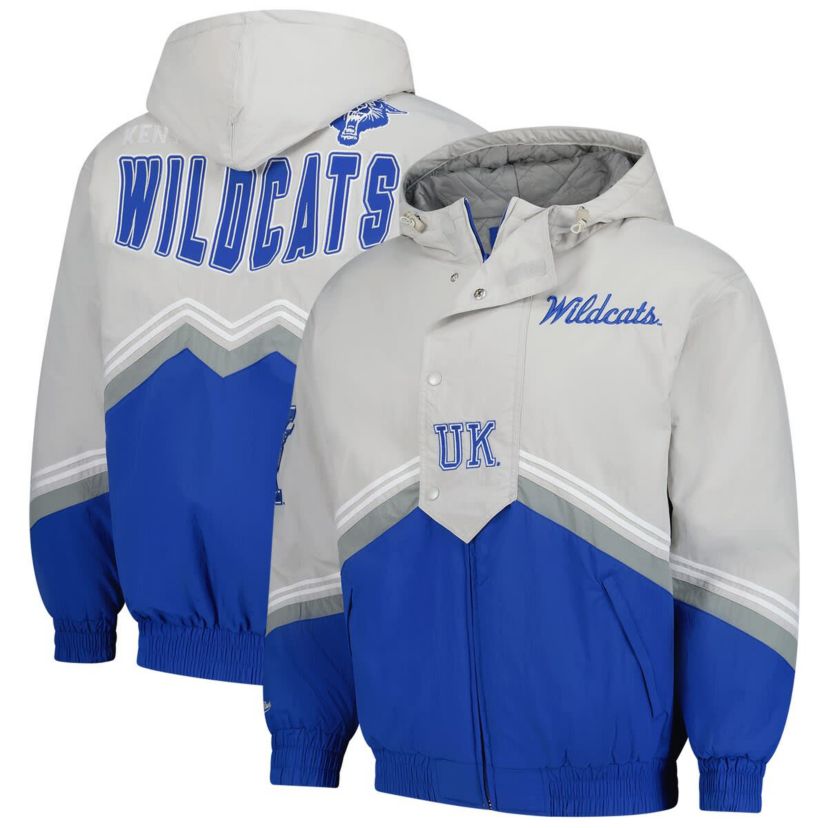 NCAA Gray/Royal Kentucky Wildcats Throw It Back Retro Full-Zip Windbreaker Jacket