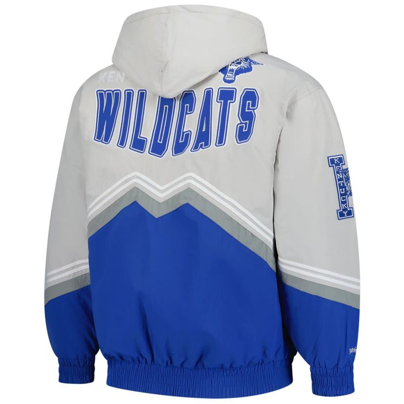 NCAA Gray/Royal Kentucky Wildcats Throw It Back Retro Full-Zip Windbreaker Jacket