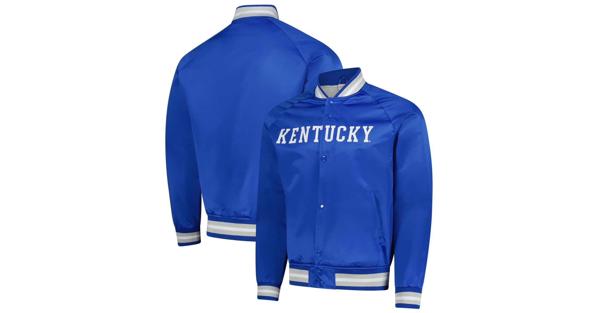 NCAA Kentucky Wildcats Lightweight Satin Raglan Full-Snap Jacket