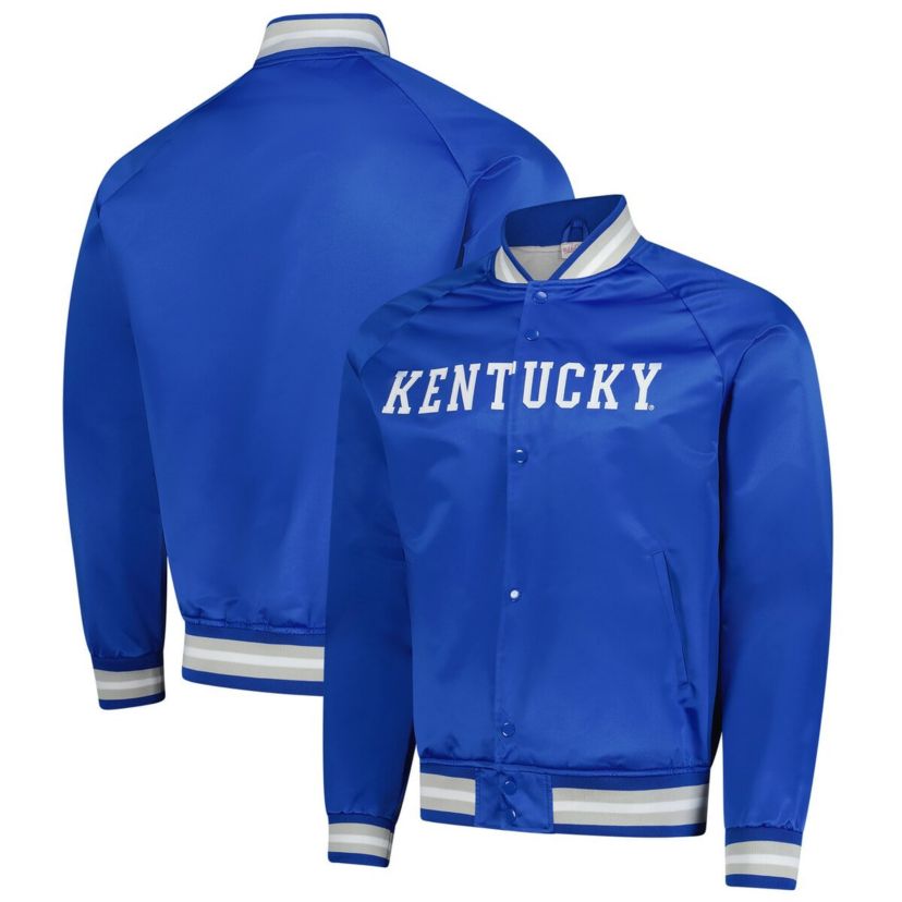 NCAA Kentucky Wildcats Lightweight Satin Raglan Full-Snap Jacket