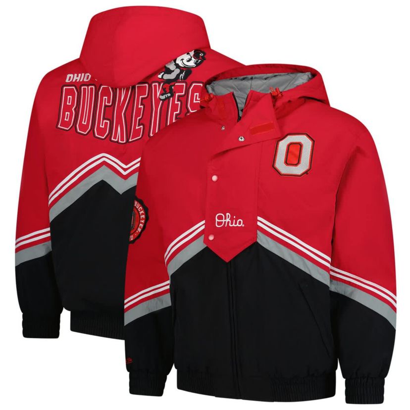NCAA Scarlet/Black Ohio State Buckeyes Throw It Back Retro Full-Zip Windbreaker Jacket