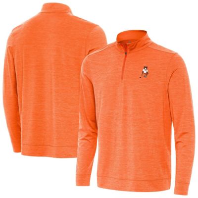 Antigua Men's Clemson Tigers NCAA Clemson Standing Tiger Golf Bright Quarter-Zip Pullover, Orange, 3XL