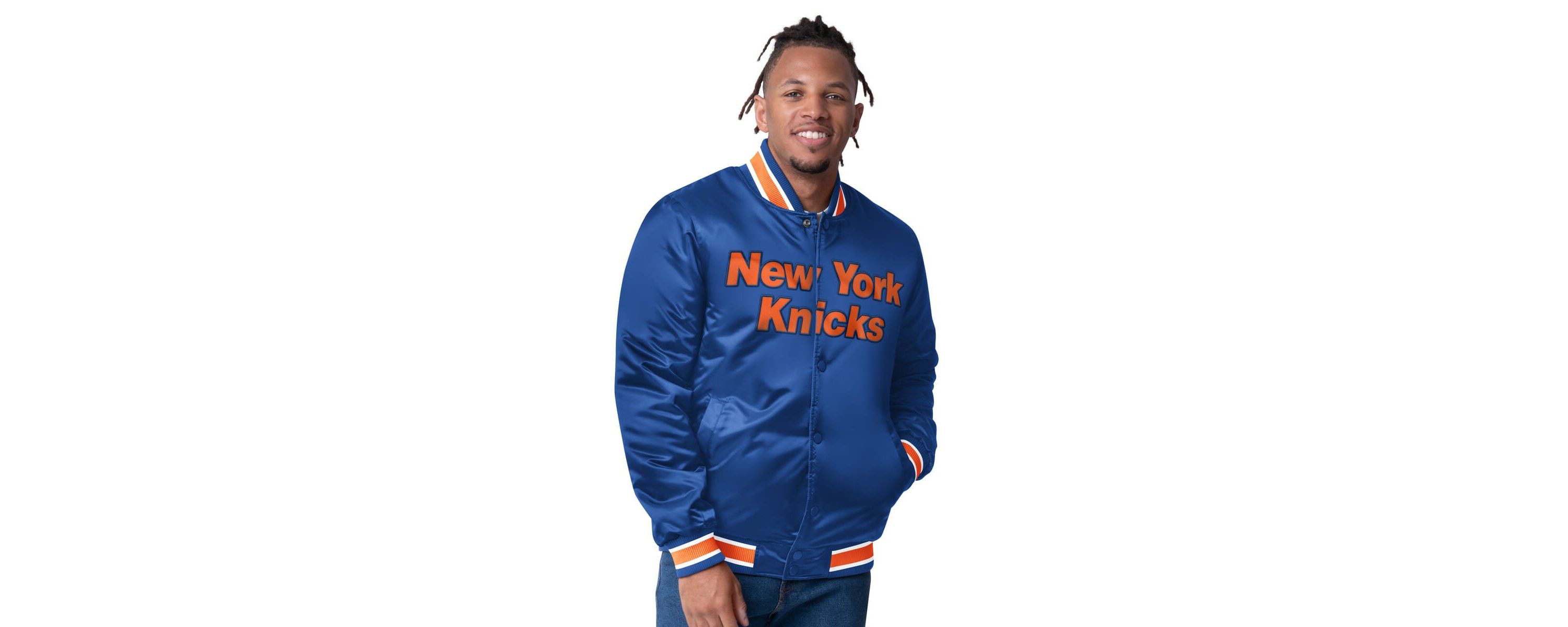 NBA New York Knicks Reversible Satin Full-Snap Varsity Jacket