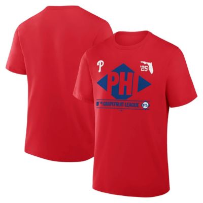 Men's MLB Fanatics Philadelphia Phillies 2025 Spring Training Grapefruit League True Icon T-Shirt, Red, Medium