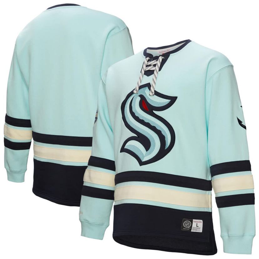 NHL Light Seattle Kraken Lace-Up Pullover Sweatshirt