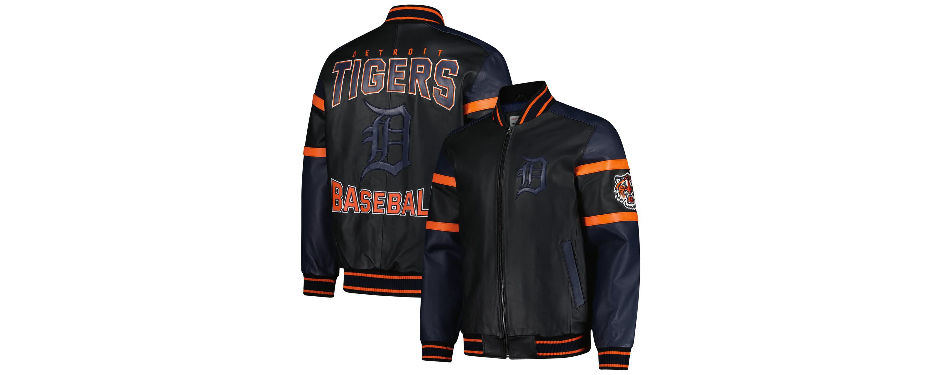MLB Detroit Tigers Full-Zip Leather Varsity Jacket