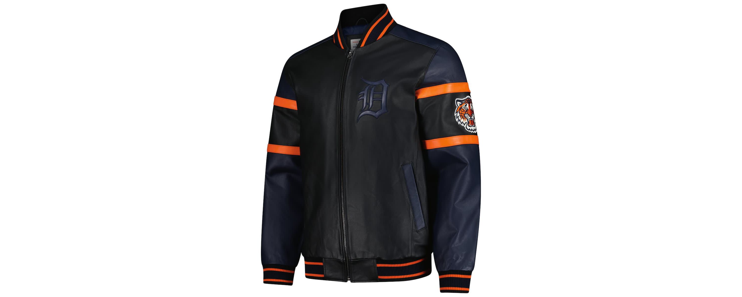 MLB Detroit Tigers Full-Zip Leather Varsity Jacket