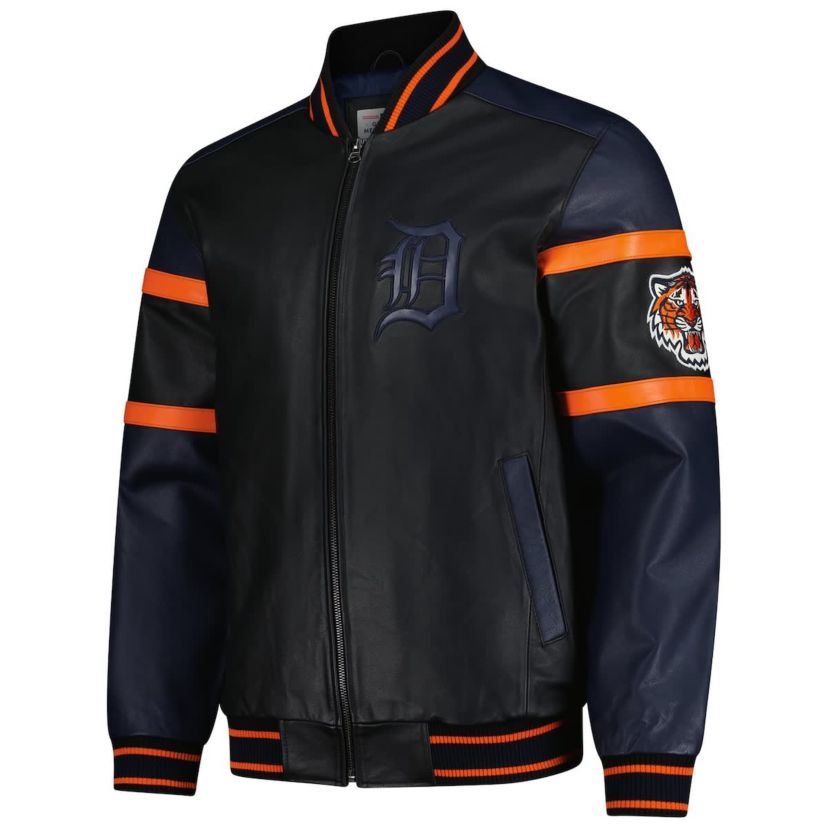 MLB Detroit Tigers Full-Zip Leather Varsity Jacket