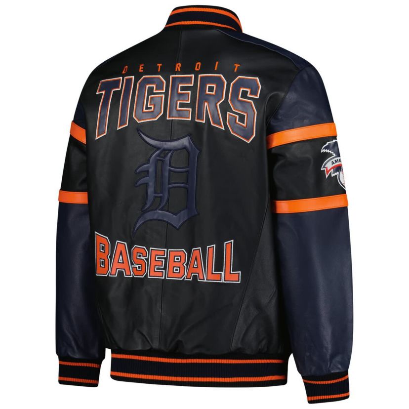 MLB Detroit Tigers Full-Zip Leather Varsity Jacket