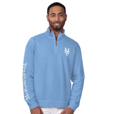 Margaritaville Men's MLB Light New York Mets First Pitch Quarter-Zip Pullover Top
