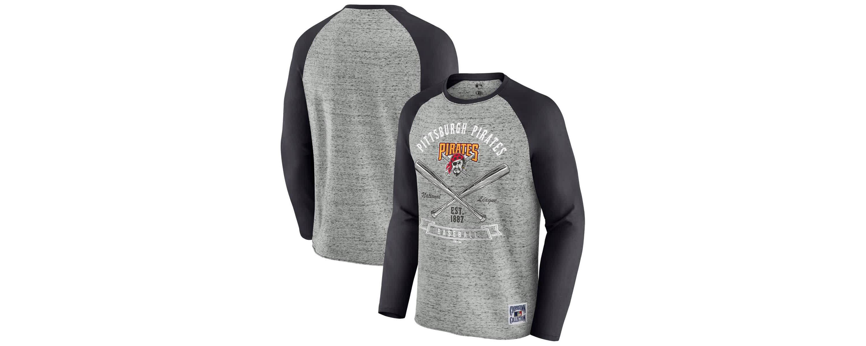 MLB Pittsburgh Pirates Raw Edge Raglan Long Sleeve Baseball T-Shirt