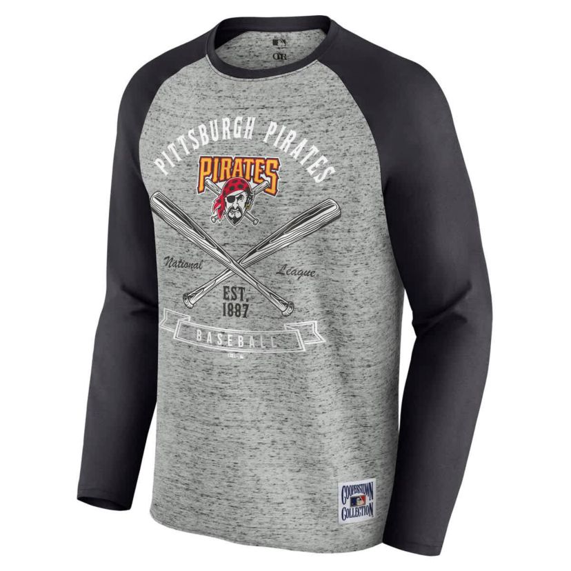 MLB Pittsburgh Pirates Raw Edge Raglan Long Sleeve Baseball T-Shirt