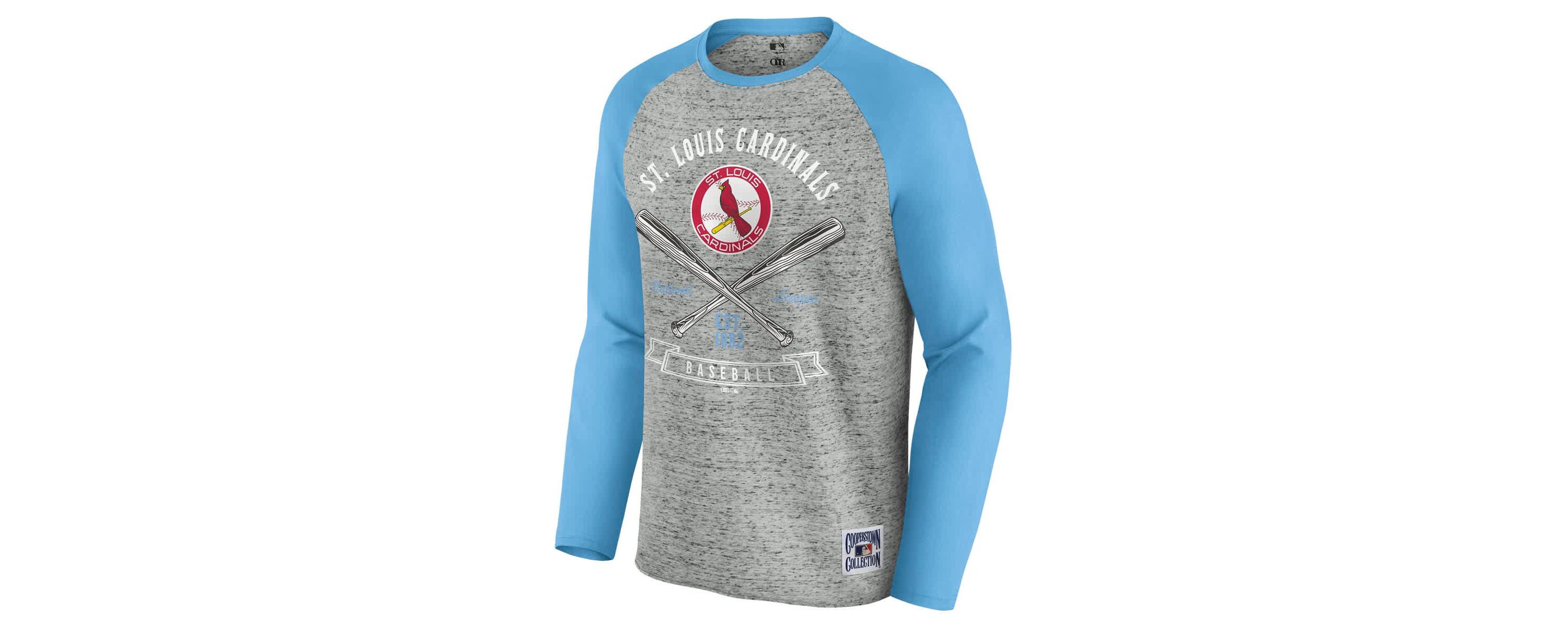 MLB St. Louis Cardinals Raw Edge Raglan Long Sleeve Baseball T-Shirt