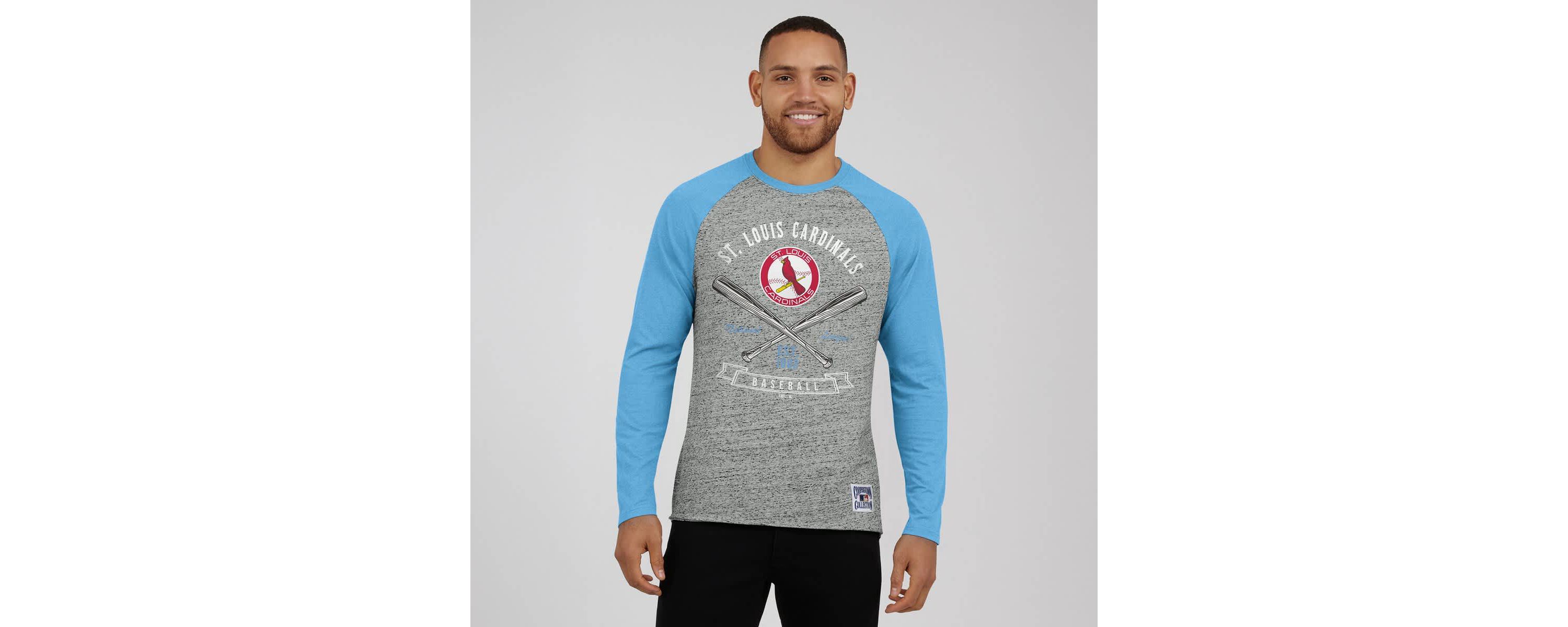 MLB St. Louis Cardinals Raw Edge Raglan Long Sleeve Baseball T-Shirt