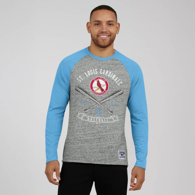 MLB St. Louis Cardinals Raw Edge Raglan Long Sleeve Baseball T-Shirt