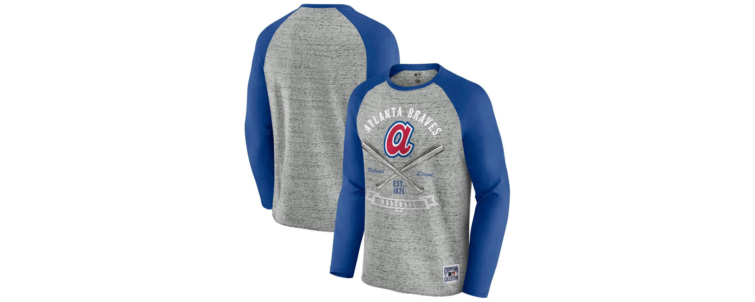 MLB Atlanta Braves Raw Edge Raglan Long Sleeve Baseball T-Shirt