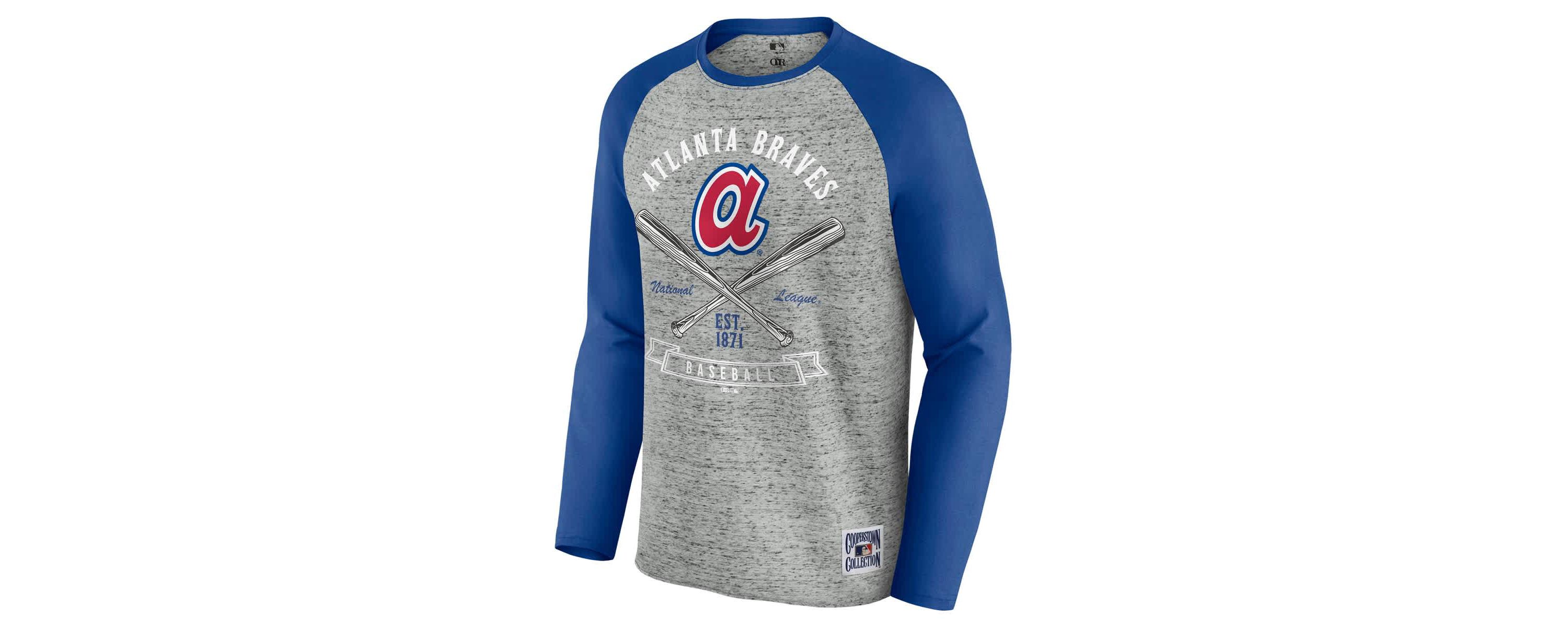 MLB Atlanta Braves Raw Edge Raglan Long Sleeve Baseball T-Shirt
