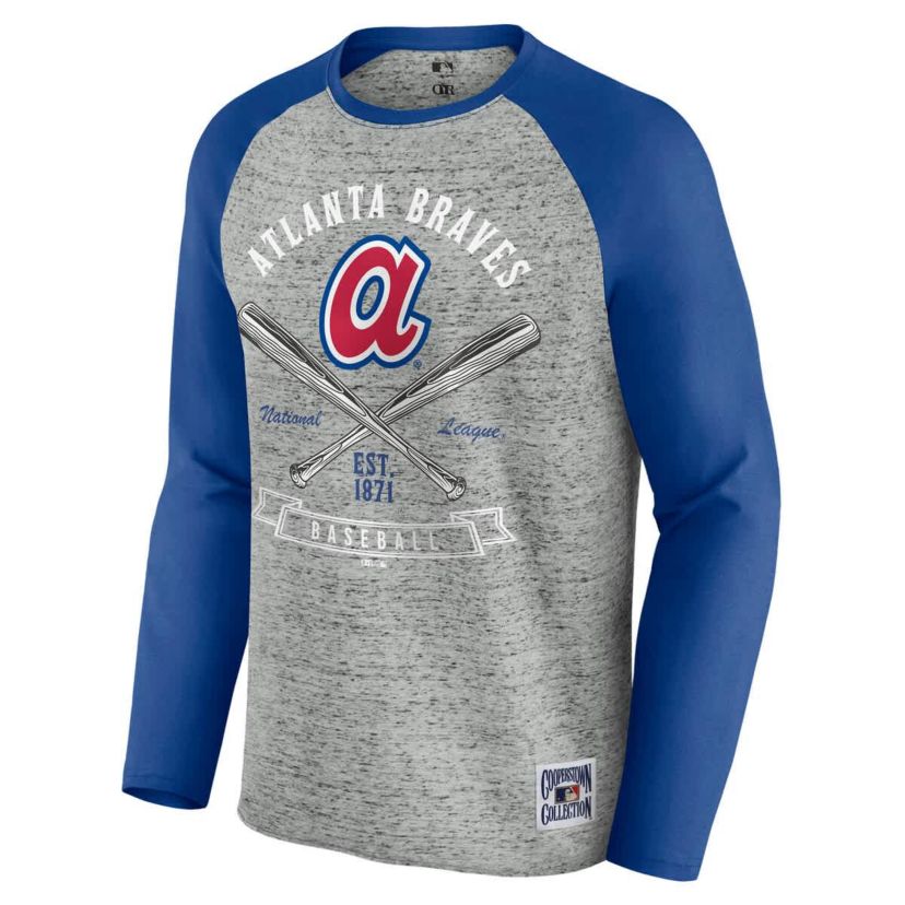 MLB Atlanta Braves Raw Edge Raglan Long Sleeve Baseball T-Shirt