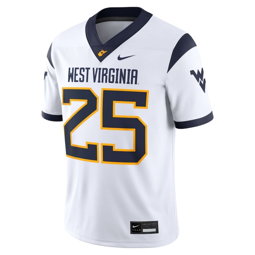 NCAA Nike #25 West Virginia Mountaineers Limited Away Game Jersey