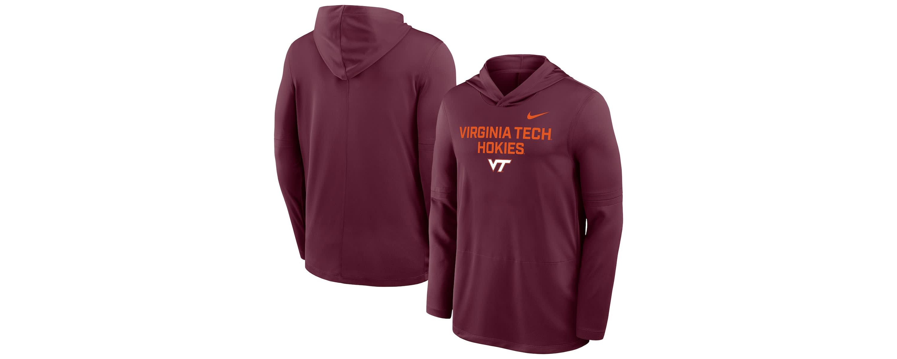 NCAA Nike Virginia Tech Hokies 2025 Sideline Dri-FIT Long Sleeve Hoodie T-Shirt