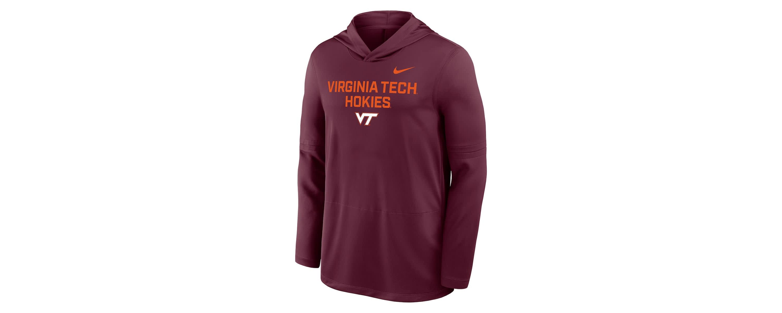 NCAA Nike Virginia Tech Hokies 2025 Sideline Dri-FIT Long Sleeve Hoodie T-Shirt