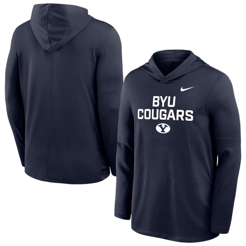 NCAA Nike BYU Cougars 2025 Sideline Dri-FIT Long Sleeve Hoodie T-Shirt