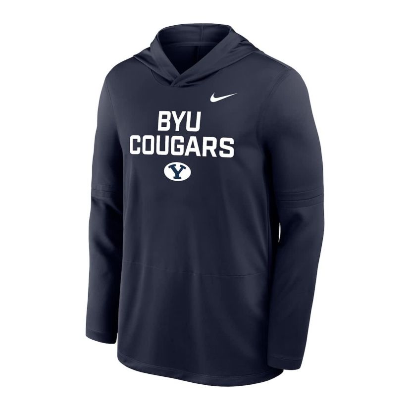 NCAA Nike BYU Cougars 2025 Sideline Dri-FIT Long Sleeve Hoodie T-Shirt
